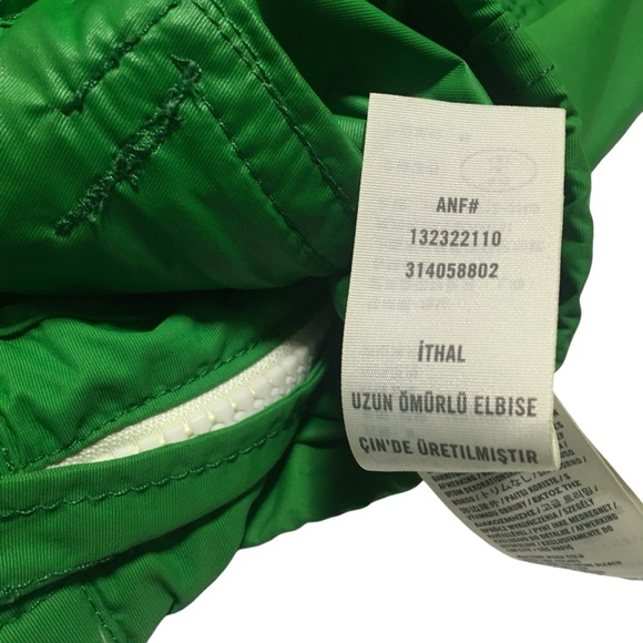 Abercrombie Green Windbreaker Rain Jacket Y2K Men medium Hooded - Picture 6 of 16